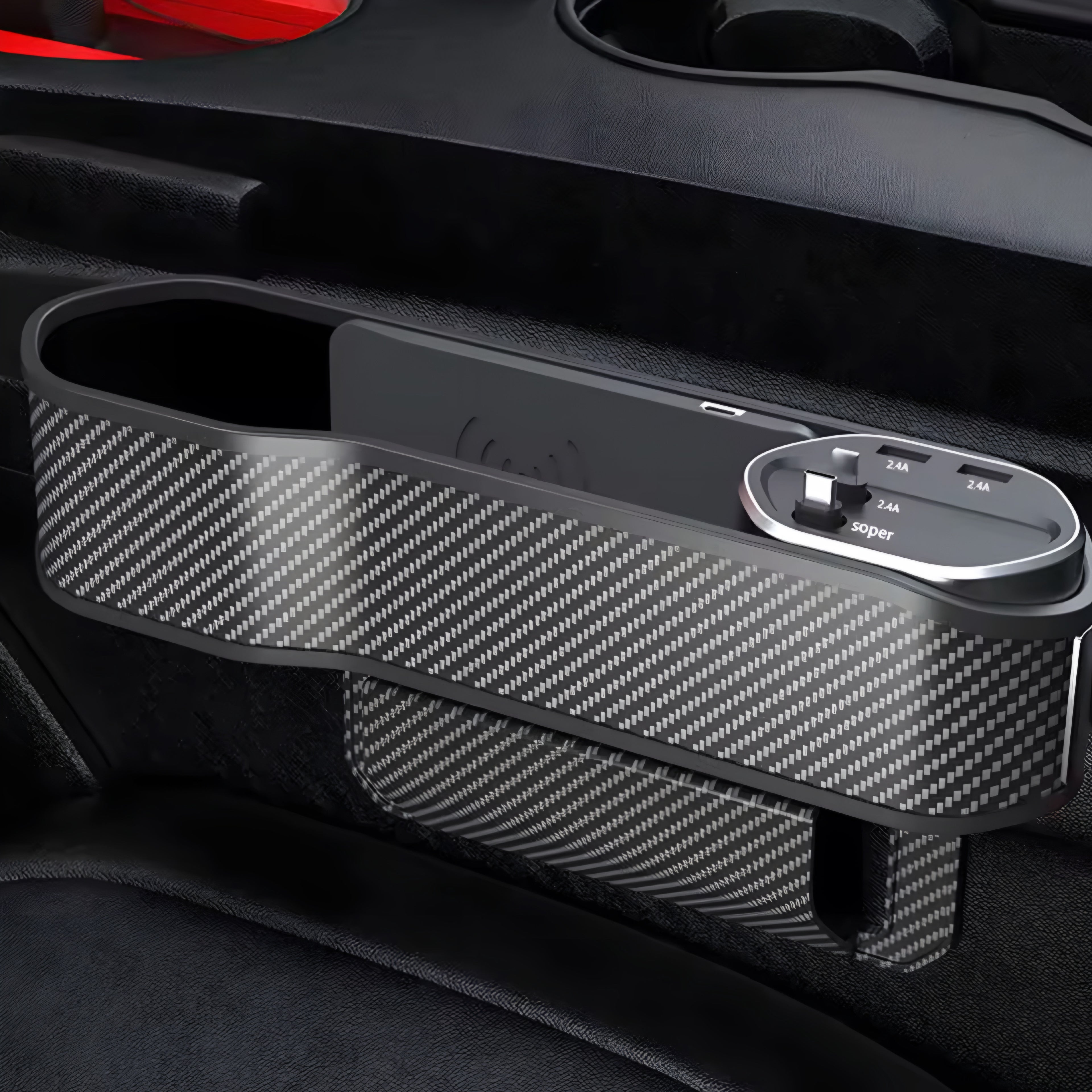 Bil Seat Gap Organizer med Trådløs Opladning