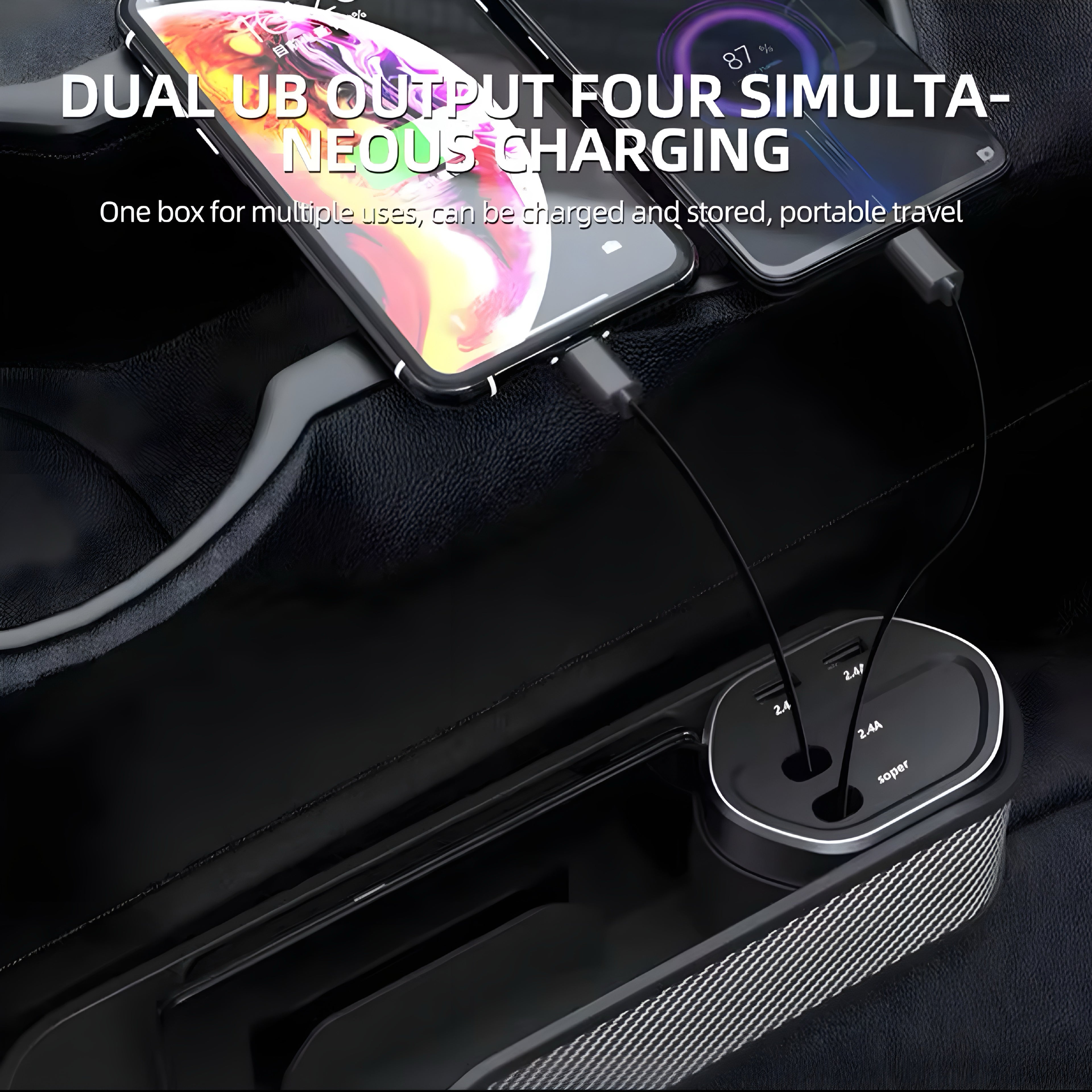 Bil Seat Gap Organizer med Trådløs Opladning